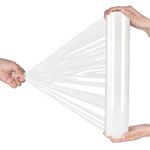 15 Inch Stretch Wrap - 500 Feet | 60 Gauge, 1 Roll Clear Plastic Wrap for Moving Self-adhering, Thick and Sturdy Packing Moving Supplies Heavy Duty Shrink Film