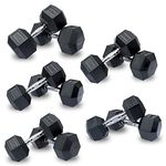 DKN Unisex Adult Rubber Hex Dumbbells - Black, 2 x 5 kg