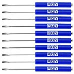 PQY 10pcs Mini Tops And Pocket Clips Pocket Screwdriver Strong Magnetic Slotted Screwdriver Blue