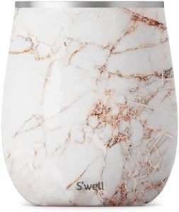 S'well Stainless Steel Wine Tumbler, 9oz, Calacatta Gold, Triple Layered Vacuum Insulated Container Keeps Drinks Colder for Longer, BPA Free Barware