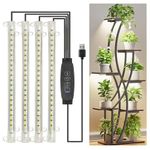ecofynd Aira4 2 Years Warranty Grow Light for Indoor Plants (Seedlings & Leafy Herbs), White Spectrum Auto On/Off Automatic Timer, 4 Head 10 Watt LED Artificial Sunlight, 1.8M Wire Type C Connector