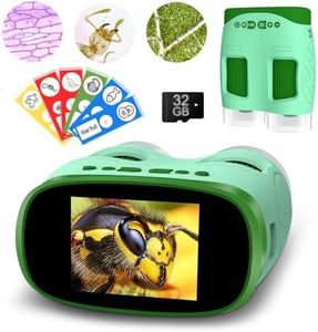 1000X HD Rechargeable Kids Microscope 4K 2" LCD – with Camera Telescope Function, Educational Gift for Ages 4-12, Perfect for Indoor Outdoor Exploration