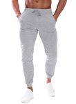 HOOD CREW Men’s Joggers Slim Fit Sweatpants Casual Running Sports Trousers with Pockets Light Grey