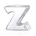 Letter Z Charm fits Pandora Woman Bracelet, Polished 925 Sterling Silver Initial Z Alphabet Bead Charms, Gift for Friends/Children/Mom