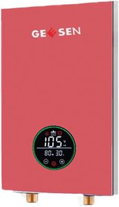 Upgrade Tankless Water Heater Electric 9KW 240V, On Demand Instant Endless Hot Water Heater, Portable Smart Small High Efficient Shower Heater with Intelligent Modulates to Save Energy Use (Pink)
