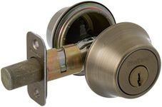 Kwikset 96650-493 Security Double Cylinder Deadbolt, Antique Brass, 1-Inch Diameter Round Adjustable Latch, Key Lock