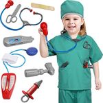 Doctor Role Play Costume Set Pretend Dress Up Costume Set with Accessories for Kids Birthday Cosplay Themed Party