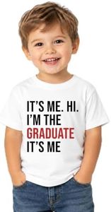 Wild Bobby It's Me, Hi. I'm The Graduate Pop Culture Toddler Crew Graphic T-Shirt, White, 3T