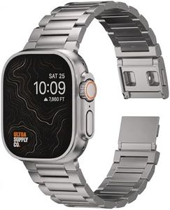 Ultra Supply Co. Titan G4 Titanium Watch Band - Compatible w/Apple Watch Ultra 3, 2/1 49mm, Series 10 46mm & Older Versions - Metal Strap w/Magnetic Buckle, DLC Coating, Scratch-Proof Design - Silver