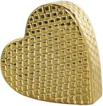 Deco 79 Aluminum Metal Heart Decorative Sculpture Slanted Home Decor Statue with Dimensional Cube Textured Exterior, Accent Figurine 9" x 3" x 9", Gold