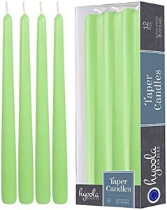 Hyoola 12 Pack Tall Taper Candles - 10 Inch Celery Green Dripless, Unscented Dinner Candle - Paraffin Wax with Cotton Wicks - 8 Hour Burn Time