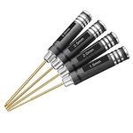 HRB 4pcs 1.5mm 2.0mm 2.5mm 3.0mm Hex Screw Driver Set Titanium Hexagon Screwdriver Wrench Tool Kit for Multi-Axis FPV Racing Drone RC Quadcopter Helicopter Car Models