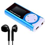 Drumstone 𝟏𝟓 𝐘𝐄𝐀𝐑𝐒 𝐖𝐀𝐑𝐑𝐀𝐍𝐓𝐘 New Portable Mini mp3 Player Clip Design Digital LED Light MP3 Player Music Player with TF Card Slot Screen Without SD Card 𝐁𝐥𝐮𝐞