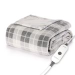 Sunbeam Heated Throw Blanket | Microplush, 3 Heat Settings, Charlotte Gray