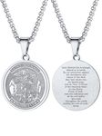 U7 Men Women Judism Christian Patron Saint Michael Medal Jewelry Stainless Steel Round Archangel Pendant St Michael Necklace