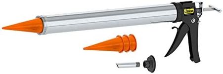 Albion Engineering Company DL-59-T17 Professional Line Special Deluxe Manual Bulk Caulking Gun with Metal Nozzle, Metal Adapter & 3 Orange Cone Nozzles, 30 oz