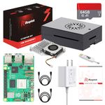 iRasptek Starter Kit for Raspberry Pi 5 RAM 8GB - 64GB Edition of OS-Bookworm Pre-Installed(Aluminum Case)