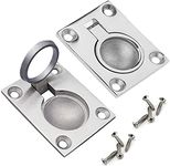 Bestgle 2 Pack Flush Ring Pulls Handle, Stainless Steel Hidden Recessed Square Handles Marine Hatch Latch Cabinet Drawer Boat Floor Door Lifting Ring Pulls Handles Hardware Furniture Accessory