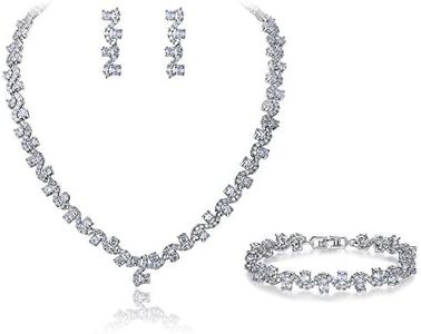 EVER FAITH Collana e Orecchini Foglia pizzo trasparente pavimenta completa gioielli Cubic Zirconia Matrimonio Set Argento-fondo