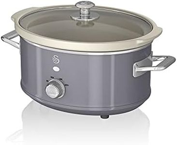 Swan SF17021GRN Retro Slow Cooker with 3 Temperature Settings, Keep Warm Function, 3.5L, 200W, Retro Grey