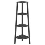 VASAGLE Corner Shelf, 4-Tier Corner Bookshelf, Storage Shelving Unit, Plant Stand for Living Room, Industrial Accent Furniture with Steel Frame, Charcoal Gray and Matte Black ULLS034B22