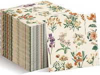 Tatuo Floral Paper Napkins Watercolor Floral Guest Napkins Vintage Wild Flower Disposable Hand Towels Flower Decorative Paper Guest for Bathroom Wedding Birthday Party (100 Pieces, 6.5 x 6.5 Inch)