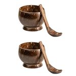 Thenga Coconut Shell Artisan Soup Bowl & Soup Spoon, 350 Ml, Pack Of 1 Bowl & 1 Spoon (Sets Of 1) - Brown