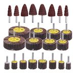 AOKLIT 24 Pcs 80 Grit 1/4inch Abrasive Flap Wheel Sander Set,Aluminum Oxide Flap Wheels Cylindrical Cone Shape Sanding Wheel for Remove Rust and Weld Burr