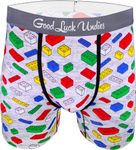 Good Luck Undies Men's Building Blocks Boxer Brief Underwear, Large