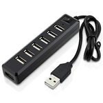 Aussel Premium 7 Ports USB Hub Expansion High Speed USB 2.0 Multi USB Hub Splitter Switch Lead Adapter Cable For PS3, Xbox, Wii, PC, MAC, Laptop, NoteBook, Mac Book, NetBook, Tablet, Tab, Supports Windows Vista/7/Mac