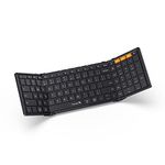 ProtoArc Foldable Bluetooth Keyboard, XK01 Folding Wireless Portable Keyboard with Numeric Keypad, Full-Size Travel Keyboard for Windows iOS Android Tablet PC Smartphone, Sync Up to 3 Devices, Black