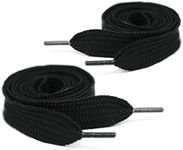 Mercury + Maia Thick Fat Shoe Laces for Sneakers - Chunky Jumbo Wide Shoelaces - Stay Tied - USA Made (1 Pair) (63, BLACK)