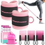 Ankle Resistance Bands with Cuffs, Glutes Workout Equipment, Ankle Bands for Working Out, Butt Exercise Equipment for Women Legs and Glutes Resistance Bands Handles (Pink)