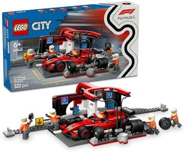 LEGO City F1 Pit Stop & Pit Crew with Ferrari Car Toy for 6+ Year Old Boys & Girls, Formula 1 Vehicle Building Set with 5 Minifigures, Kids Toy Racing Car Playset 60443