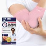 Doctor Developed Ladies Pink Elbow Compression Sleeve for Women and Doctor Written Handbook- relief from Tennis/Golfers Elbow & Other Elbow Conditions - Excellent Customer Support (Large)