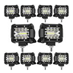 4 Inch LED Pods Lights for Trucks, 60W 12800lm 12V 24V Fog Driving Offroad Lights Spot Flood Combo LED Light Bar for Truck Boat ATV UTV, 10 Pcs