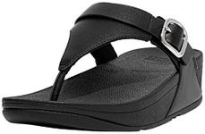 Fitflop Women's Lulu Adjustable Leather Toe-Post Sandals, All Black, 7 UK