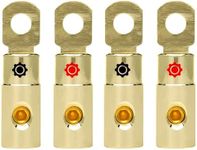 InstallGear 4 AWG Gauge Gold Ring Set Screw Battery Ring Terminals - 4 Gauge Wire Connectors (4 Pack)
