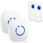 Doorbell Wireless Chime Kit with 2 Door Bells and 2 Plugin Receivers 1000-feet Long Range, White