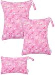 ALVABABY 3 pcs Cloth Diaper Wet Dry Bags Waterproof Reusable with Two Zippered Pockets Travel Beach Pool Daycare Soiled Baby Items Yoga Gym Bag for Swimsuits or Wet Clothes Small Medium Large 3L-SML19