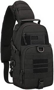 Protector Plus Tactical Sling Bag Military MOLLE Crossbody Packs Chest Shoulder Backpack (Patch Included), Black, Medium