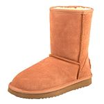 Shenduo Women Short Boots Winter Faux Fur Lined Warm Snow Boots Classic Mid-calf 6UK DA5825 Chestnut 40EU