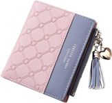 TNGN Small Purses for Women PU Leather Bifold Wallet, Credit Card Holder, Women's Wallet with Coin Purse Zipper Pocket Mini Lady Purse (Pink)