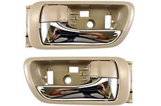 PT Auto Warehouse TO-2469ME-DP - Inner Interior Inside Pull Door Handle, BeigeTan Housing with Chrome Lever - LeftRight Pair