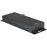 StarTech.com 4-Port USB C Hub 10Gbps - Metal Industrial USB Type-C Hub w/ 3xUSB-A & 1xUSB-C - ESD & Surge Protection - USB-C or USB-A Host - Self-Powered Mountable USB 3.2/3.1 Gen 2 Hub (HB31C3A1CME)