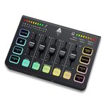 Audio Array AI-06 Streaming Audio Mixer Sound Card | XLR, 1/4" & line in | PC/Phone RGB Mixer with Volume Fader, Individual Control, Mute and Monitoring, 48V Phantom Power | Stream, Podcast & Karaoke