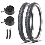 MOHEGIA Bike Tires Set,2 Pack 26 x 2.125 Folding Beach Cruiser Replacement Bicycle Tires,Tubes and Tire Levers/White Side Wall