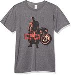 Warner Bros. Boys The Batman Batcycle Red Light Boys Short Sleeve Tee Shirt, Charcoal Heather, Small