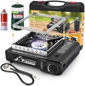 WADEO Portable Dual Fuel Stove, Butane Propane Gas Stove Single Burner Automatic Ignition with 3FT 1LB Propane Adapter Hose Carrying Case—— UP to 7800BTU