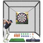 Kunup Golf Cage Practice Net with Steel Frame, Golf Net for Backyard Driving with Game Mat and Hitting Target for Full Swing, Chipping, Batting Home Garage Range Kit, Indoor & Outdoor